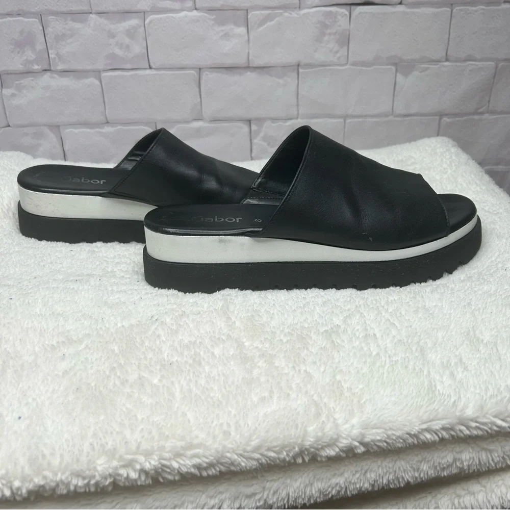 Gabor Black & White Platform Sandal Size 8